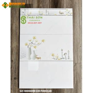 Gạch cmc 30x60 bóng kiếng ốp tường màu trắng vân