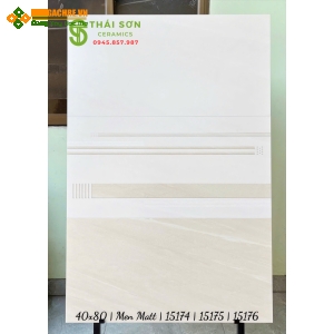 Gạch vitto men mờ 40x80 ốp tường phòng ngủ màu vàng kem