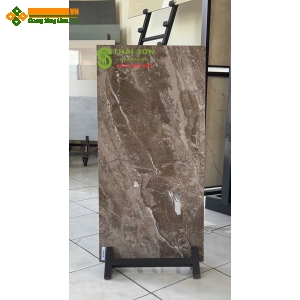 Gạch 40x80 ốp tường trung quốc khắc kim màu nâu đất
