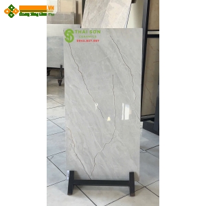 Gạch 40x80 ốp tường trung quốc khắc kim vân đá màu xám khắc kim