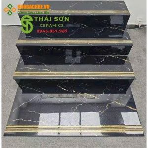 Gạch cầu thang 47x120 đen khắc kim trung quốc