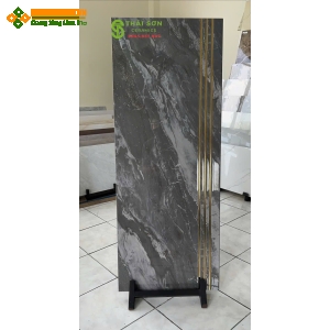 Gạch lát cầu thang 47x120 màu xám đậm nhũ vàng