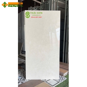 Gạch lát nền 60x120 ấn độ bóng kiếng màu kem ghi nhạt