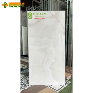 Gạch lát nền 60x120 ấn độ bóng kiếng trắng ngọc vân đá onyx ngọc bích