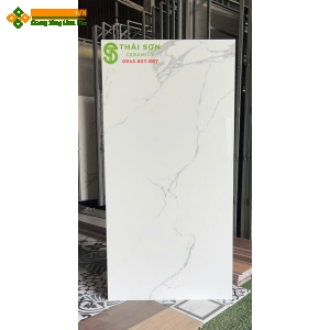 Gạch lát nền 60x120 ấn độ bóng kiếng màu trắng tuyết vân mây