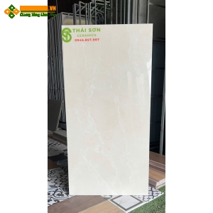 Gạch lát nền 60x120 ấn độ bóng kiếng màu vàng kem vân đá marble