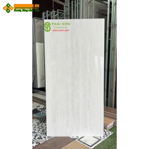 Gạch lát nền 60x120 ấn độ bóng kiếng màu xám vân đá travertine