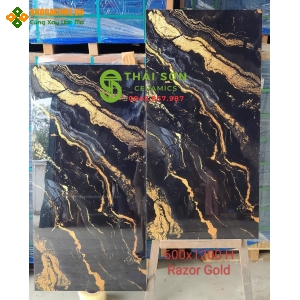 Gạch ấn độ 60x120 ốp lát khổ lớn màu đen nhũ vàng