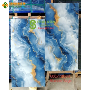 Gạch 60x120 khổ lớn màu xanh vân trắng chỉ vàng