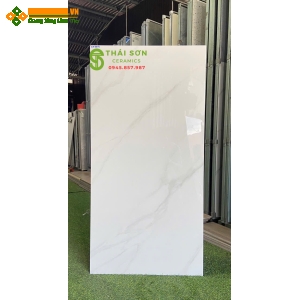 Gạch ốp tường bóng kiếng 60x120 trắng vân mây 