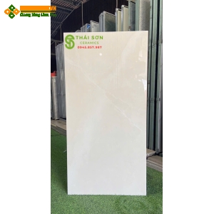Gạch lát nền ấn độ 60x120 màu kem vàng bóng kiếng