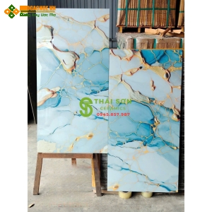 Gạch lát nền 60x120 ấn độ vân xanh nhũ kim vàng mới nhất
