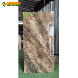 Gạch lát nền 60x120 catalan bóng kiếng màu nâu đất