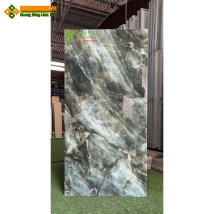 Gạch lát nền 60x120 catalan bóng kiếng màu xanh ngọc bích
