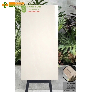 Gạch vicenza 60x120 bóng kiếng lát nền màu vàng kem