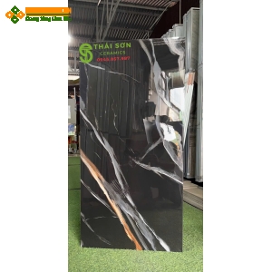 Gạch ấn độ 60x120 siêu bóng đen vân trắng cao cấp