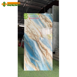 Gạch siêu bóng 60x120 lát nền cao cấp xanh vân đá