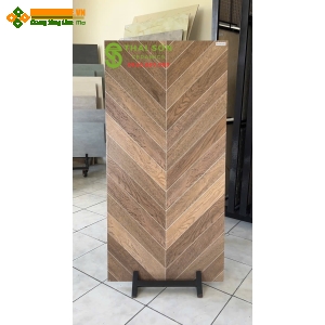 Gạch vân gỗ xương cá 60x120 trung quốc lát nền màu nâu sáng