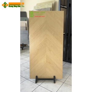 Gạch vân gỗ xương cá 60x120 trung quốc lát nền màu vàng kem 