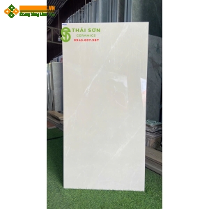 Gạch vicenza 60x120 bóng kiếng lát nền màu kem