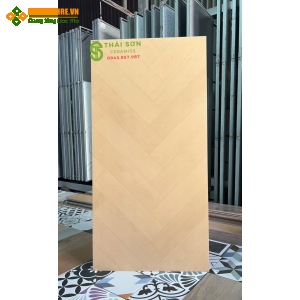 Gạch vân gỗ xương cá 60x120 trung quốc lát nền tông vàng mỡ gà