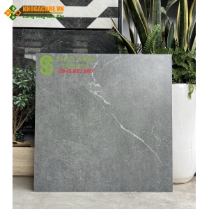 Gạch lát nền tầng hầm 60x60 đá mờ tông xám đậm