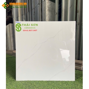 Gạch cmc 60x60 bóng kiếng lát nền màu trắng vân mây