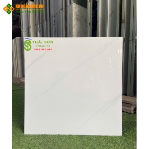 Gạch vitto bóng kiếng 60x60 lát nền văn phòng màu trắng vân
