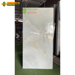 Gạch 80x160 lát nền bóng kiếng màu xanh nhạt 