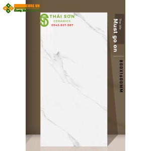 Gạch ấn độ 80x160 lát nền màu trắng vân mây xám 