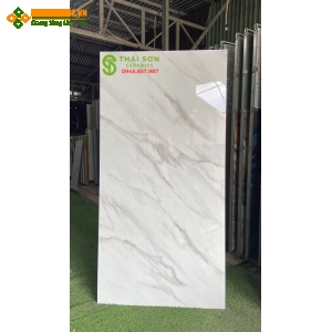 Gạch lát nền trắng vân đá 80x160 bóng kiếng