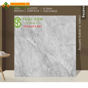 Gạch ấn độ 80x80 vân xám lát nền bóng kiếng cao cấp