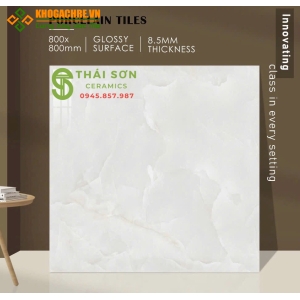 Gạch ấn độ 80x80 bóng kiếng lát nền màu xanh vân đá