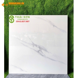 Gạch hà thanh 80x80 lát nền bóng kiếng màu trắng vân mây