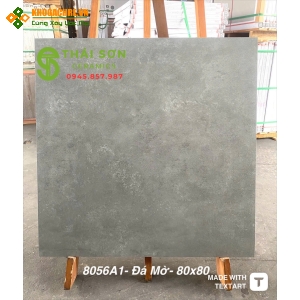 Gạch á mỹ lát nền 80x80 đá mờ vân xám xi măng sậm