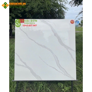 Gạch khắc kim bóng kiếng 80x80 trắng vân mây
