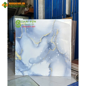 Gạch trung quốc 80x80 lát nền khắc kim màu xanh dương