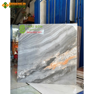 Gạch trung quốc 80x80 lát nền khắc kim màu ghi xám 