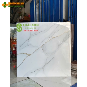 Gạch trung quốc 80x80 lát nền khắc kim trắng khói nhẹ