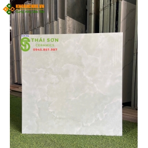 Gạch lát nền cmc 80x80 bóng kiếng màu xanh nhẹ