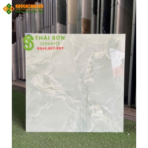 Gạch lát nền vicenza 80x80 bóng kiếng màu xanh vân đá
