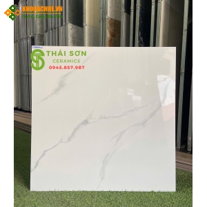 Gạch lát nền vicenza 80x80 bóng kiếng màu trắng vân mây