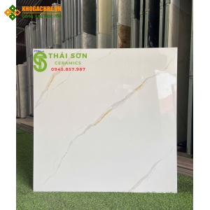 Gạch lát nền vicenza 80x80 bóng kiếng màu trắng vân vàng đẹp
