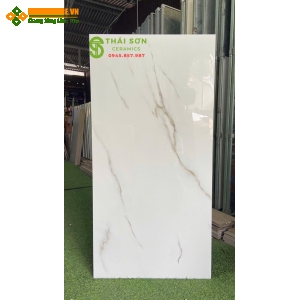 Gạch 60x120 bóng kiếng ấn độ màu trắng vân đá