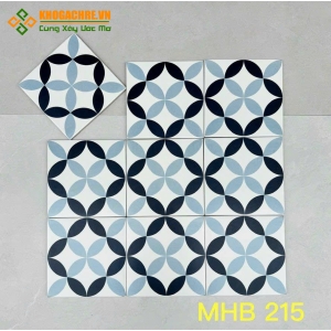 Gạch bông đồng tiền xanh đen 20x20 mờ