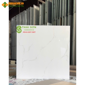 Gạch 80x80 bóng kiếng hà thanh lát nền trắng vân đá marble