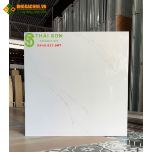 Gạch 80x80 bóng kiếng hà thanh lát nền trắng vân mây