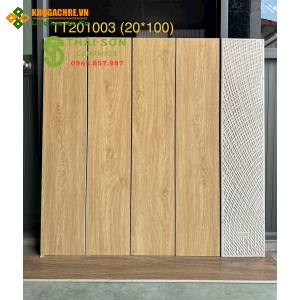Gạch 20x100 giả gỗ nhập khẩu lát nền màu vàng nhạt ngả kem