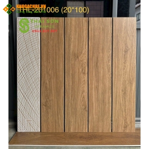 Gạch 20x100 giả gỗ nhập khẩu lát nền màu nâu vàng 