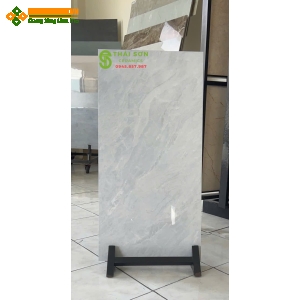 Gạch 40x80 trung quốc ốp tường bóng kiếng màu xám nhẹ vân đá